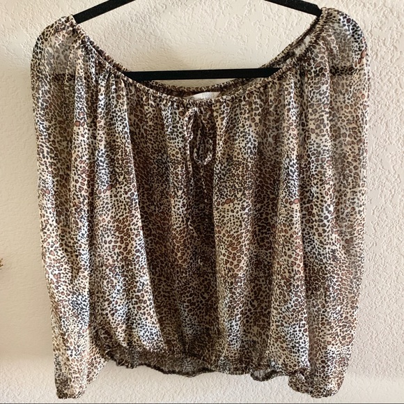 Speechless Leopard Prnt Peasant Long Sleeve Blouse - Picture 2 of 8